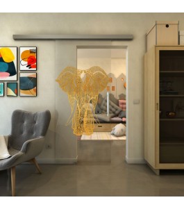 Glasschiebetür SLIM-LINE - Fineprint Model 098 Gold auf Klarglas