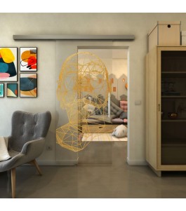 Glasschiebetür SLIM-LINE - Fineprint Model 103 Gold auf Klarglas