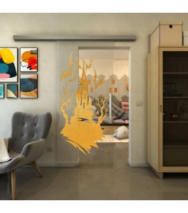 Glasschiebetür SLIM-LINE - Fineprint Model 114 Gold auf Klarglas