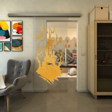 Glasschiebetür SLIM-LINE - Fineprint Model 114 Gold auf Klarglas