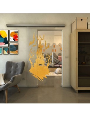 Glasschiebetür SLIM-LINE - Fineprint Model 114 Gold auf Klarglas