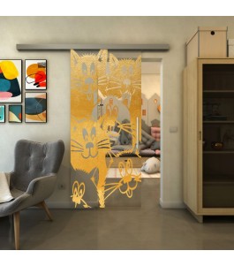 Glasschiebetür SLIM-LINE - Fineprint Model 115 Gold auf Klarglas