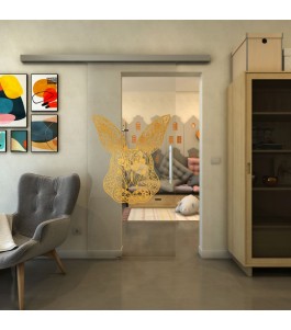 Glasschiebetür SLIM-LINE - Fineprint Model 121 Gold auf Klarglas