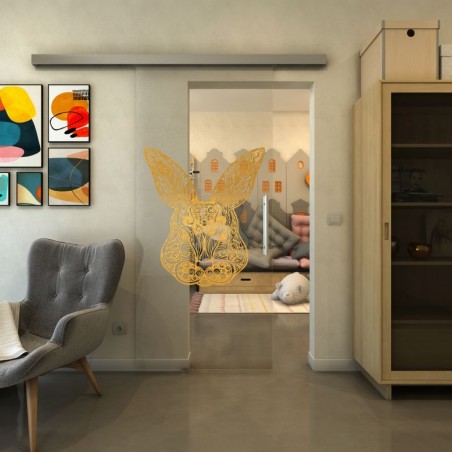 Glasschiebetür SLIM-LINE - Fineprint Model 121 Gold auf Klarglas