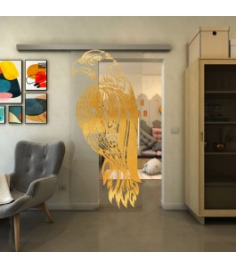 Glasschiebetür SLIM-LINE - Fineprint Model 122 Gold auf Klarglas