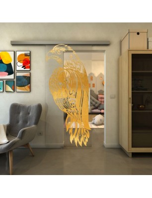 Glasschiebetür SLIM-LINE - Fineprint Model 122 Gold auf Klarglas