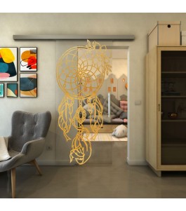 Glasschiebetür SLIM-LINE - Fineprint Model 125 Gold auf Klarglas