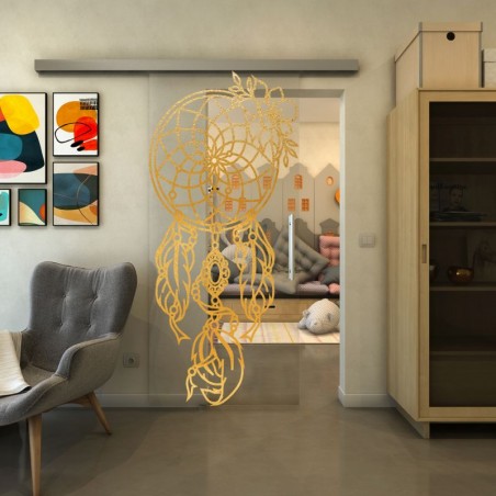 Glasschiebetür SLIM-LINE - Fineprint Model 125 Gold auf Klarglas