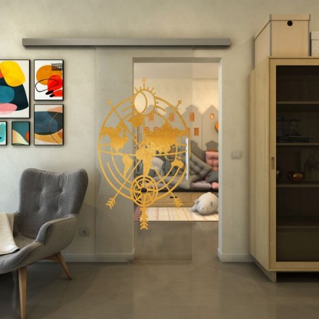 Glasschiebetür SLIM-LINE - Fineprint Model 127 Gold auf Klarglas