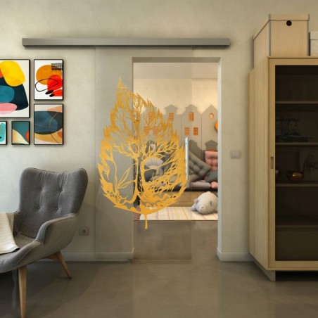 Glasschiebetür SLIM-LINE - Fineprint Model 130 Gold auf Klarglas