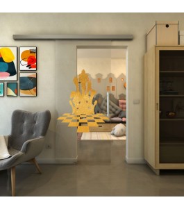 Glasschiebetür SLIM-LINE - Fineprint Model 136 Gold auf Klarglas