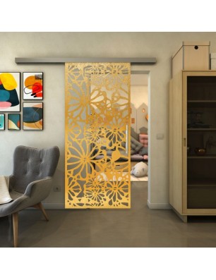 Glasschiebetür SLIM-LINE - Fineprint Model 145 Gold auf Klarglas