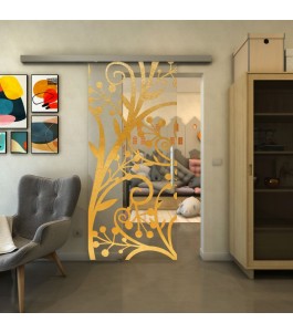 Glasschiebetür SLIM-LINE - Fineprint Model 146 Gold auf Klarglas