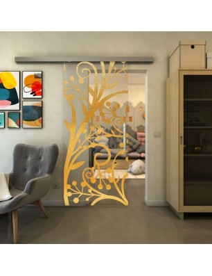 Glasschiebetür SLIM-LINE - Fineprint Model 146 Gold auf Klarglas