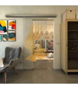 Glasschiebetür SLIM-LINE - Fineprint Model 157 Gold auf Klarglas