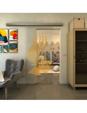 Glasschiebetür SLIM-LINE - Fineprint Model 157 Gold auf Klarglas