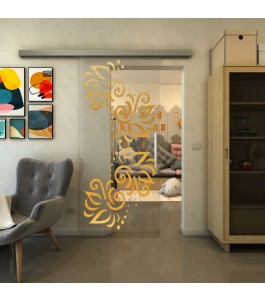 Glasschiebetür SLIM-LINE - Fineprint Model 163 Gold auf Klarglas