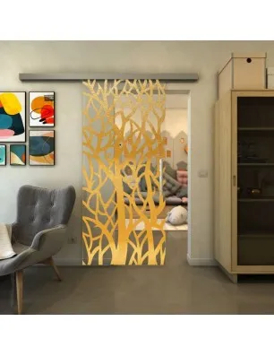 Glasschiebetür SLIM-LINE - Fineprint Model 167 Gold auf Klarglas