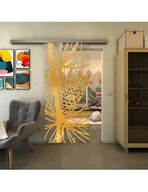 Glasschiebetür SLIM-LINE - Fineprint Model 169 Gold auf Klarglas