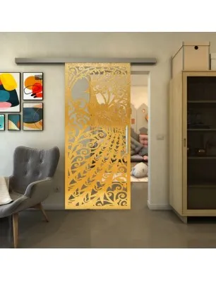 Glasschiebetür SLIM-LINE - Fineprint Model 172 Gold auf Klarglas