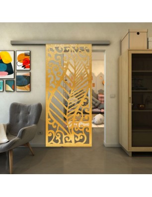 Glasschiebetür SLIM-LINE - Fineprint Model 173 Gold auf Klarglas