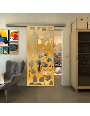 Glasschiebetür SLIM-LINE - Fineprint Model 175 Gold auf Klarglas