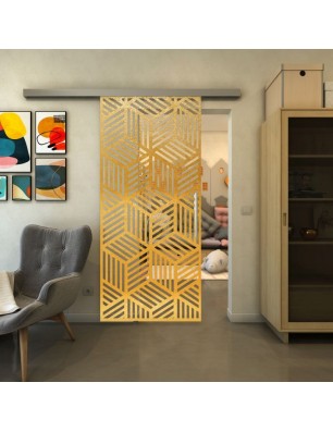 Glasschiebetür SLIM-LINE - Fineprint Model 179 Gold auf Klarglas