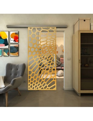 Glasschiebetür SLIM-LINE - Fineprint Model 186 Gold auf Klarglas