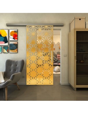 Glasschiebetür SLIM-LINE - Fineprint Model 187 Gold auf Klarglas