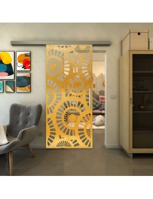 Glasschiebetür SLIM-LINE - Fineprint Model 191 Gold auf Klarglas