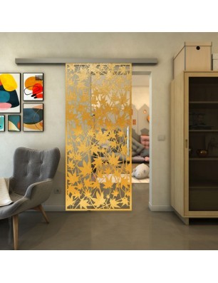 Glasschiebetür SLIM-LINE - Fineprint Model 192 Gold auf Klarglas