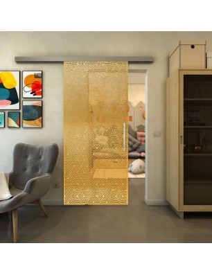 Glasschiebetür SLIM-LINE - Fineprint Model 193 Gold auf Klarglas