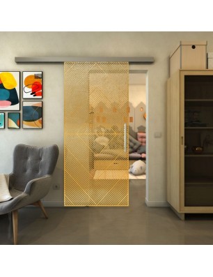 Glasschiebetür SLIM-LINE - Fineprint Model 194 Gold auf Klarglas