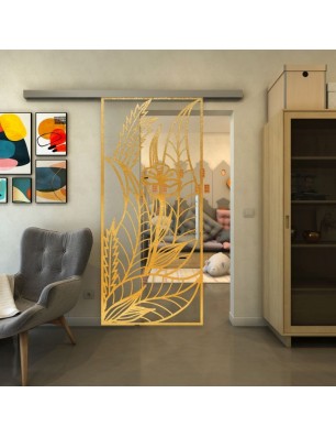 Glasschiebetür SLIM-LINE - Fineprint Model 195 Gold auf Klarglas