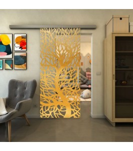 Glasschiebetür SLIM-LINE - Fineprint Model 202 Gold auf Klarglas