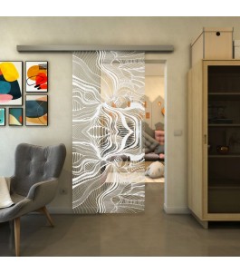 Glasschiebetür SLIM-LINE - Fineprint Model 010 Weiss auf Klarglas