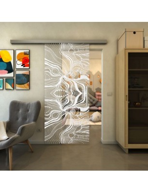 Glasschiebetür SLIM-LINE - Fineprint Model 010 Weiss auf Klarglas
