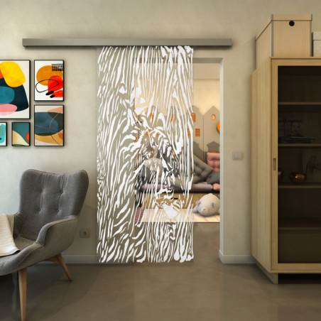 Glasschiebetür SLIM-LINE - Fineprint Model 017 Weiss auf Klarglas