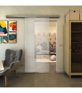 Glasschiebetür SLIM-LINE - Fineprint Model 022 Weiss auf Klarglas
