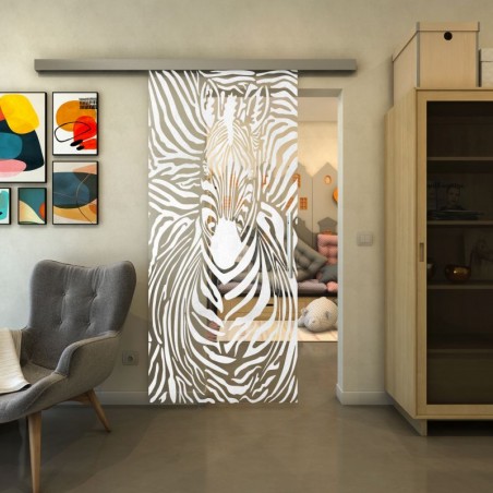 Glasschiebetür SLIM-LINE - Fineprint Model 023 Weiss auf Klarglas