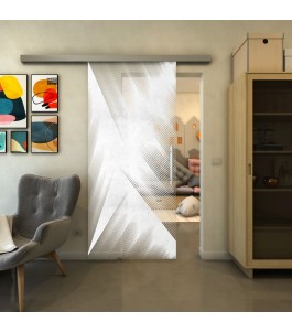 Glasschiebetür SLIM-LINE - Fineprint Model 026 Weiss auf Klarglas
