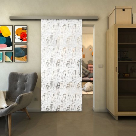 Glasschiebetür SLIM-LINE - Fineprint Model 029 Weiss auf Klarglas