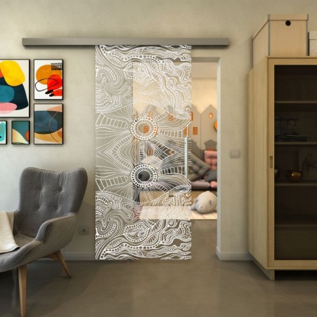 Glasschiebetür SLIM-LINE - Fineprint Model 030 Weiss auf Klarglas
