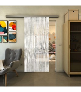 Glasschiebetür SLIM-LINE - Fineprint Model 032 Weiss auf Klarglas
