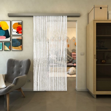 Glasschiebetür SLIM-LINE - Fineprint Model 032 Weiss auf Klarglas