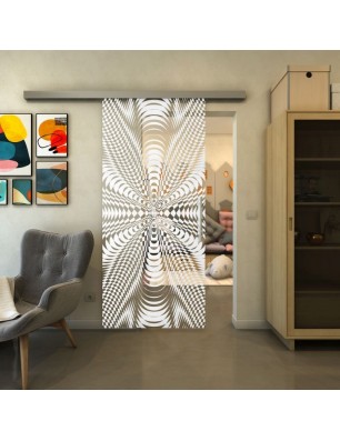 Glasschiebetür SLIM-LINE - Fineprint Model 037 Weiss auf Klarglas