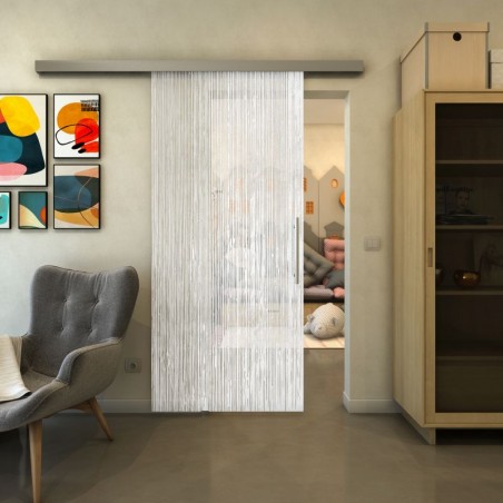 Glasschiebetür SLIM-LINE - Fineprint Model 050 Weiss auf Klarglas