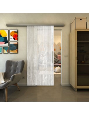 Glasschiebetür SLIM-LINE - Fineprint Model 050 Weiss auf Klarglas