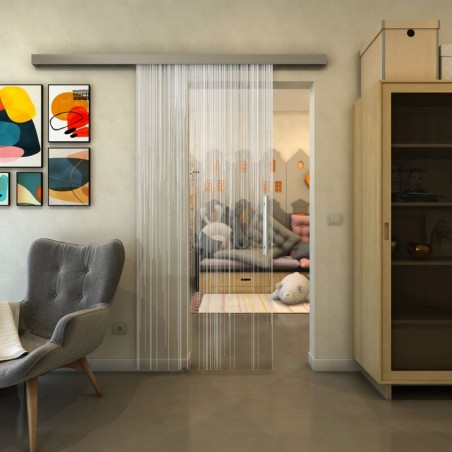 Glasschiebetür SLIM-LINE - Fineprint Model 052 Weiss auf Klarglas