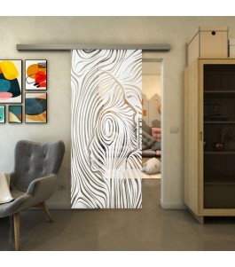 Glasschiebetür SLIM-LINE - Fineprint Model 074 Weiss auf Klarglas